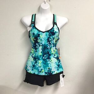 NWT ZeroXposur Womens Floral Print Sun Smart UPF 30+ 2 Piece Swim Suit Size XS